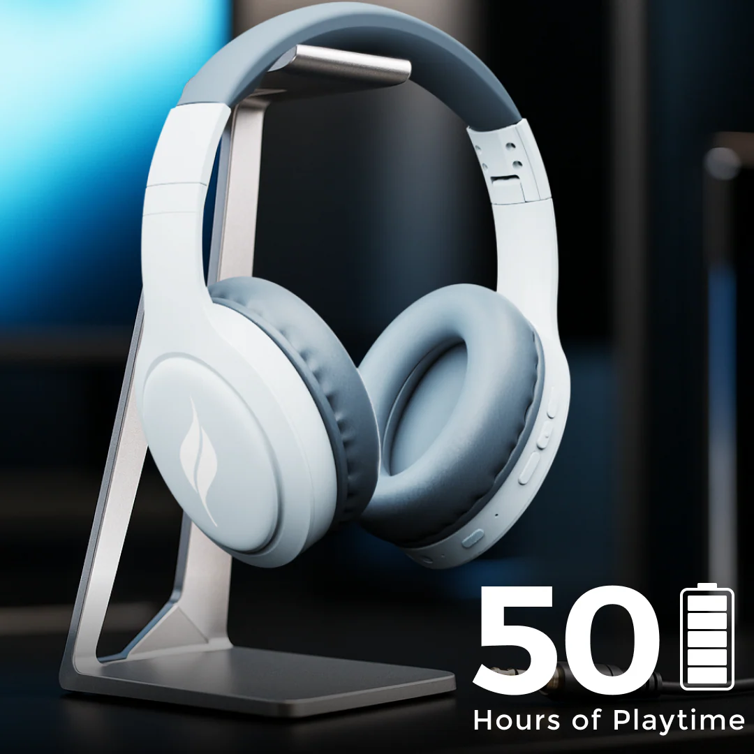 Leaf Bass Pro Wireless Headphones (Aqua Grey) - Image 4