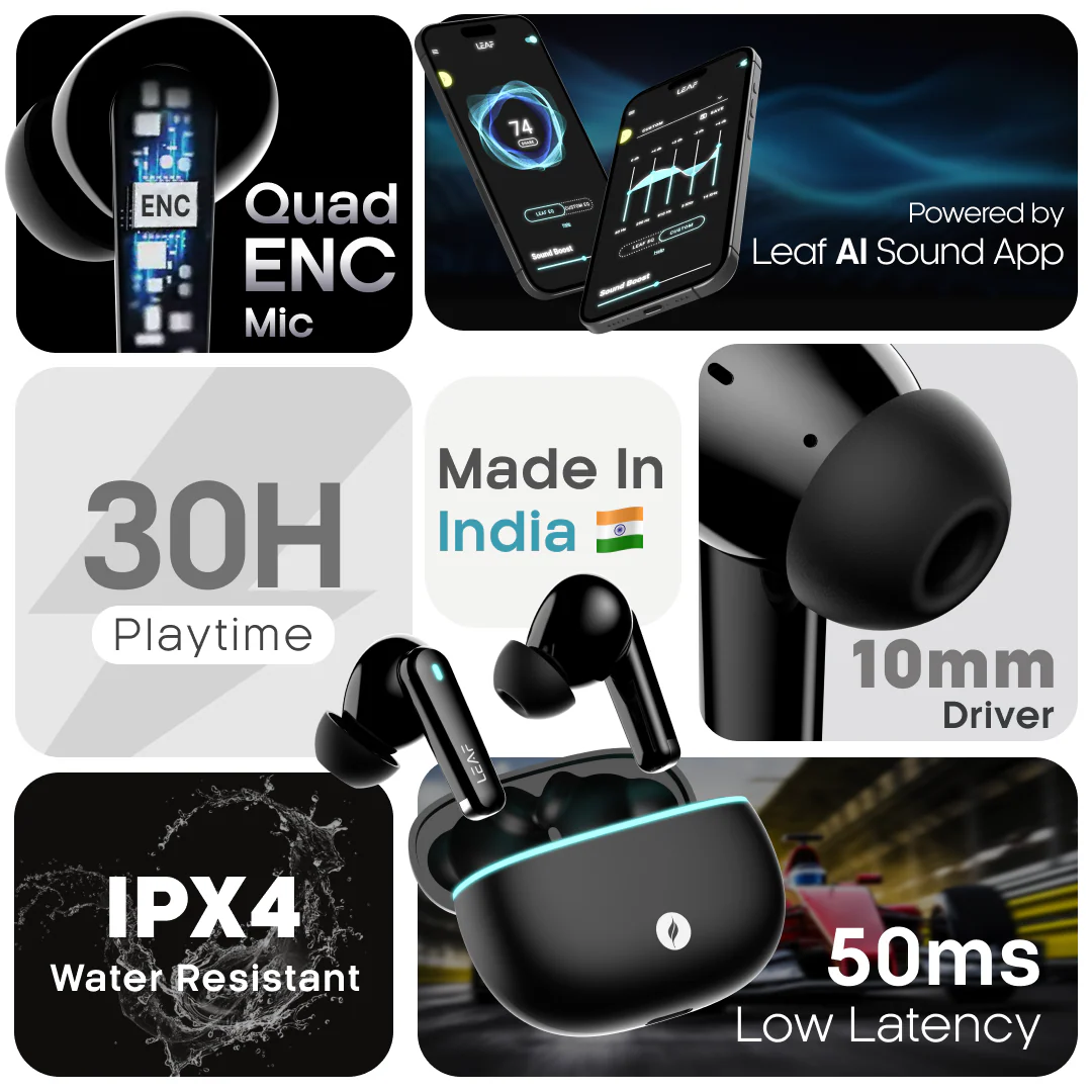 Leaf Buds X121 Wireless Earbuds (Carbon Black) - Image 2