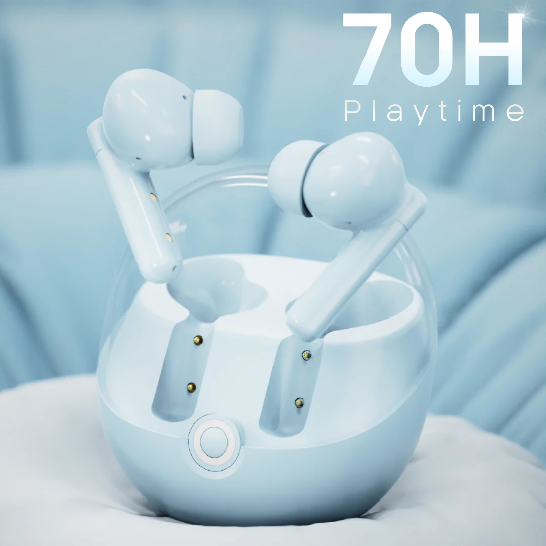 Leaf Buds X514 Wireless Earbuds with ANC & Dual Pairing (Pastel Blue) - Image 5