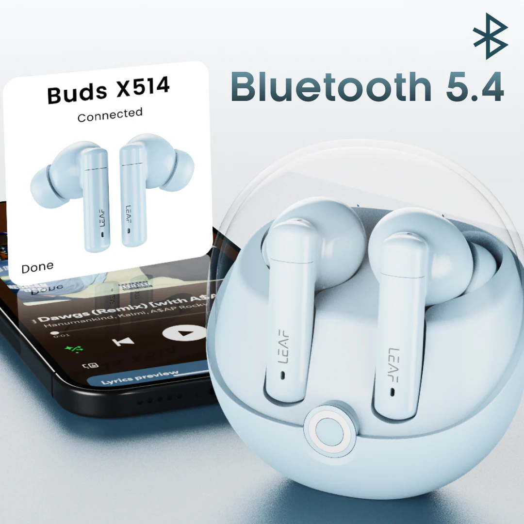 Leaf Buds X514 Wireless Earbuds with ANC & Dual Pairing (Pastel Blue) - Image 7