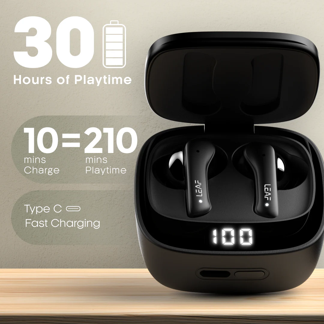 Leaf Buds X614 Wireless Earbuds with ANC (Carbon Black) - Image 4
