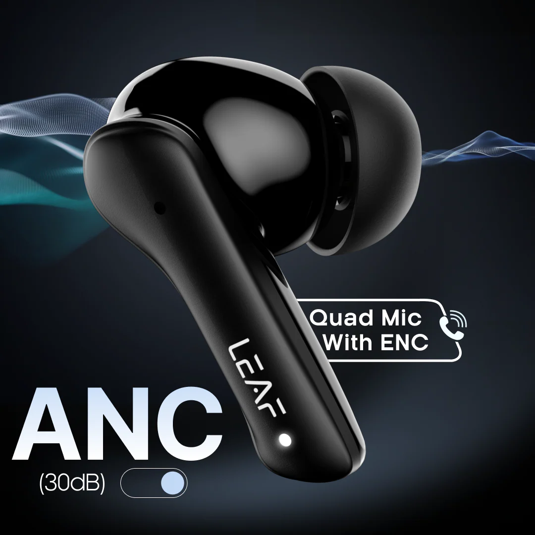 Leaf Buds X614 Wireless Earbuds with ANC (Carbon Black) - Image 6