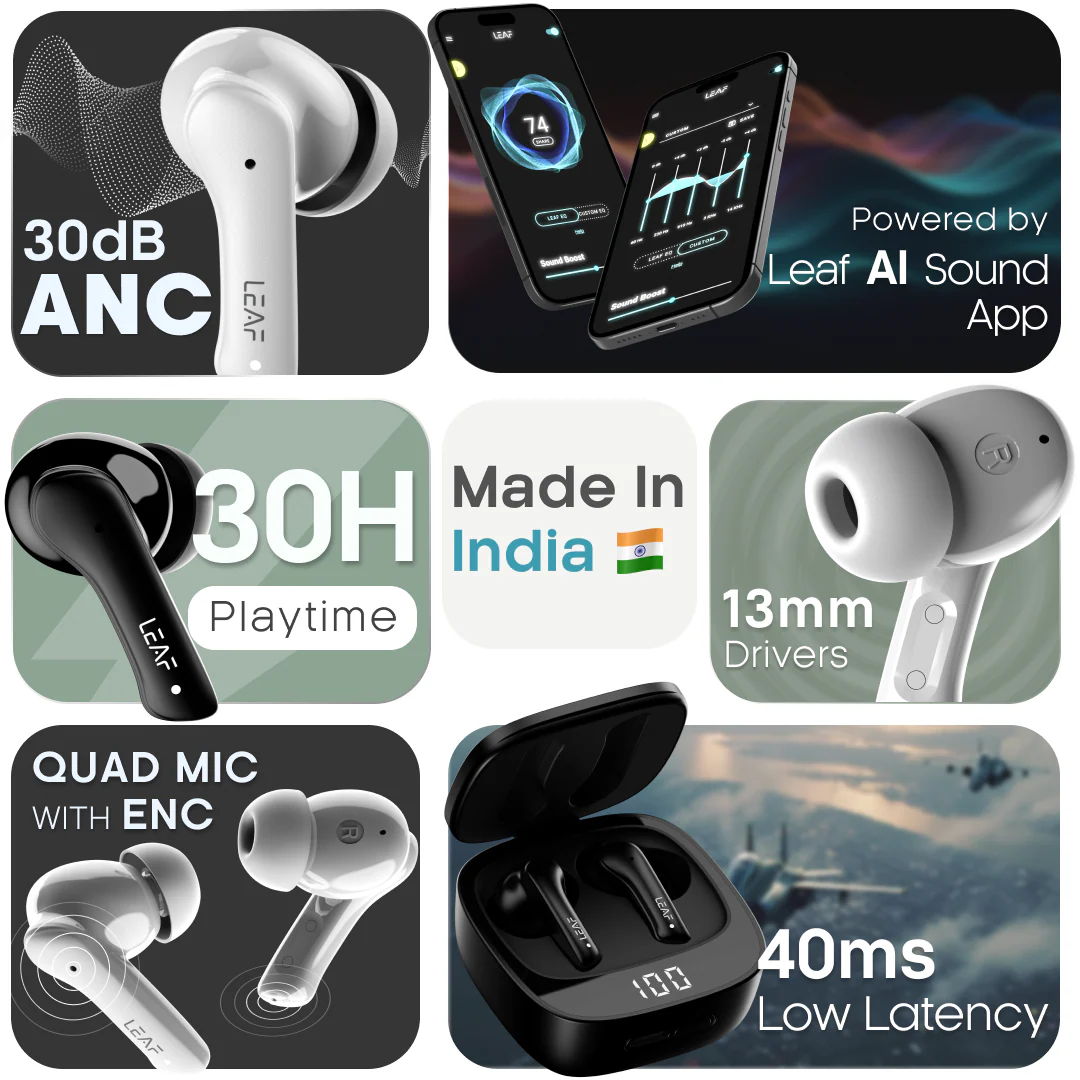 Leaf Buds X614 Wireless Earbuds with ANC (Pure White) - Image 2