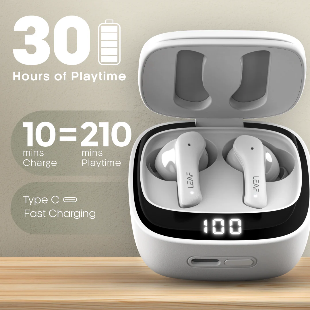 Leaf Buds X614 Wireless Earbuds with ANC (Pure White) - Image 4