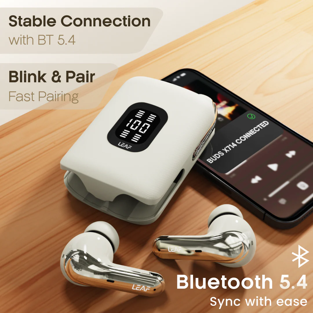 Leaf Buds X714 Wireless 4-In-1 Earbuds with ANC (Ivory) - Image 7