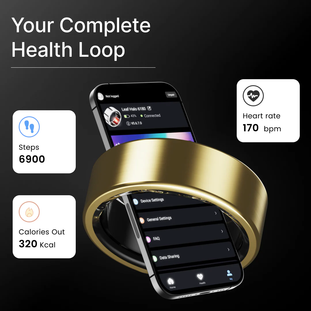 Leaf Halo Smart Ring (Luxe Gold) + Sizing Kit - Image 6
