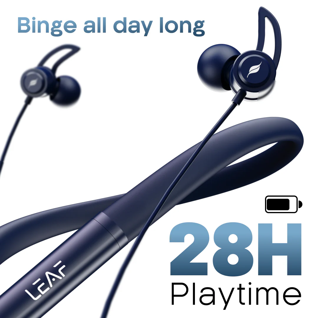 Leaf Rush X342 Wireless Neckband Earphones (Midnight Blue) - Image 4