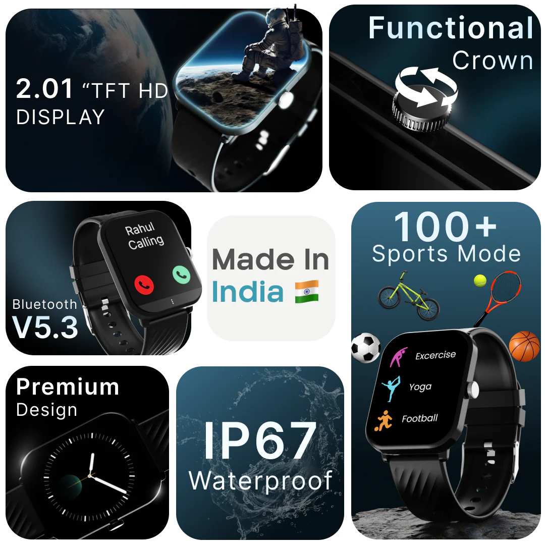 LEAF WATCH X121 WIRELESS BT CALLING SMART WATCH (CARBON BLACK) - Image 2